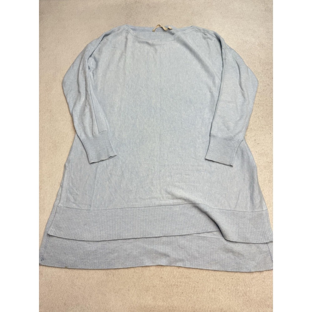 Soft‎ Surroundings Sweater Dress Women's Large Blue Hi Low Long Sleeve Side Slit